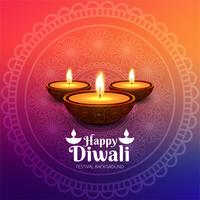 Joyeux diwali diya fond de carte festival huile lampe vecteur