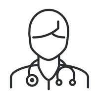 Médecin de santé en ligne avec l'icône de la ligne pandémique covid 19 caractère stéthoscope vecteur