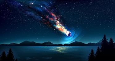 comète tombant dans le ciel bleu de la nuit vecteur