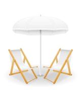 Attributs de plage parapluie et chaise longue illustration vectorielle stock isolé sur fond blanc vecteur