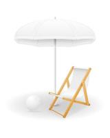 Attributs de plage parapluie et chaise longue illustration vectorielle stock isolé sur fond blanc vecteur