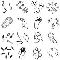 les bactéries en relation vecteur ligne Icônes. contient tel Icônes comme virus, colonie de les bactéries et plus.