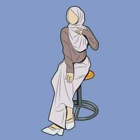 vecteur musulman hijab femme dans une décontractée séance style