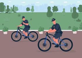 illustration vectorielle de police vélo patrouille plat couleur vecteur