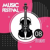 affiche du festival de musique avec instrument de violoncelle vecteur