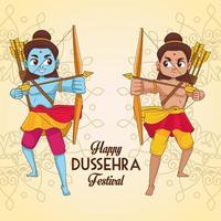 affiche du joyeux festival de dussehra avec deux personnages de rama vecteur