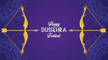 affiche du festival dussehra heureux avec des arches sur fond violet vecteur