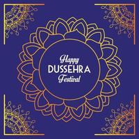 affiche du festival dussehra heureux avec lettrage en mandala vecteur