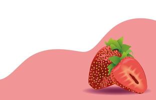 affiche de fraises sucrées sur fond rose vecteur