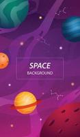bannière de fond d'espace ouvert avec des planètes colorées et des étoiles vecteur