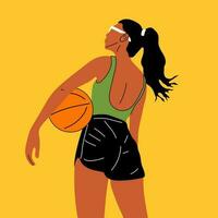 magnifique femme qui aller dans pour des sports, jouer basket-ball. abstrait féminin des illustrations vecteur