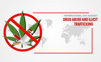 vecteur conception international journée contre drogue abuser de et illicite trafic. ilustration conception