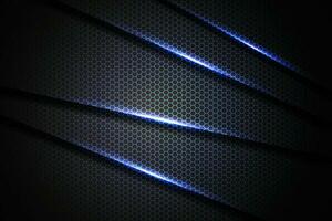 triangle de barre oblique de lumière bleue abstraite sur noir avec illustration vectorielle de fond de technologie futuriste de luxe moderne de conception de maille hexagonale. vecteur