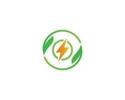 éco énergie logo et bio tonnerre électricité symbole concept. foudre boulon signe. éclat emblème vecteur modèle.