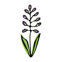 vecteur dessin animé dessin de une fleur. griffonnages avec coloré taches sur une blanc arrière-plan.eps
