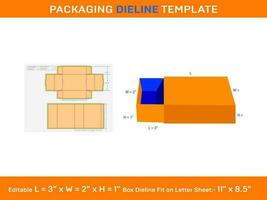 boîte manches, dieline modèle, 3 X 2 X 1 pouce, svg, ai, eps, pdf, dxf, jpg, png vecteur