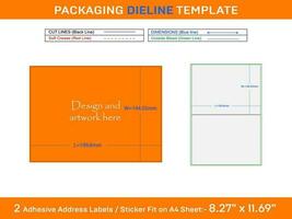 2 adhésif adresse Étiquettes dieline modèle dans a4 feuille svg, ai, eps, pdf, dxf, jpg, png, fichier vecteur