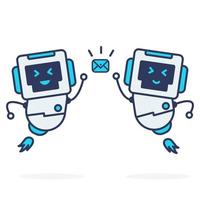 deux robots simple personnage gagner message illustration de personnage mignon vecteur