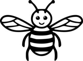 mignonne abeille insecte noir grandes lignes monochrome vecteur illustration