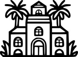 tropical maison icône monochrome vecteur illustration