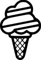 la glace crème cône noir grandes lignes vecteur illustration