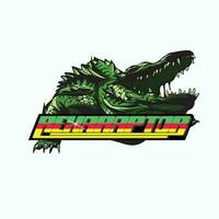 crocodile mascotte esport logo conception pour jeu club, rexaraptor Nom étiquette vecteur