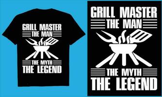 gril Maître le homme le mythe le Légende vecteur, typographie, cuisson, un barbecue, bière, conception, T-shirt, vecteur