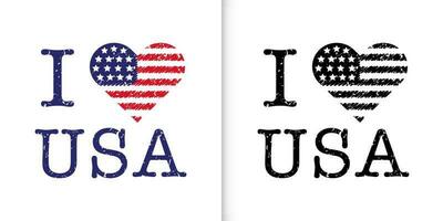 je l'amour uni États illustration, américain drapeau vecteur, Etats-Unis drapeau, nous produit autocollants, symboles de Etats-Unis, nationale indépendance journée 4e juillet insignes. vecteur