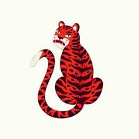 tigre vecteur illustration, dessin animé rouge tigre - le symbole de chinois Nouveau an. biologique plat style vecteur illustration sur blanc Contexte.