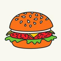 dessin animé vecteur marrant mignonne bande dessinée personnages, Burger.