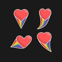 cœur icône avec arc en ciel drapeau comète. l'amour diversité, fierté mois symbole. vecteur