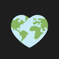 cœur en forme de Terre. environnement se soucier. enregistrer et l'amour le planète. vecteur