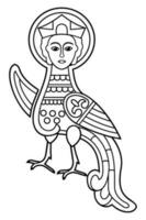 sirène ou paradis oiseau, oiseau de feu. ancien populaire symbole. vecteur contour clipart isolé sur blanche.