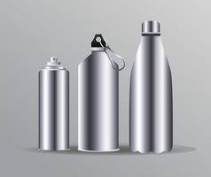 icônes de marque de bouteilles d'eau en aluminium vecteur