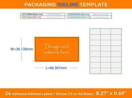 24 adhésif adresse Étiquettes dieline modèle 66.367 X 36,138 mm vecteur