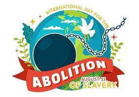 international journée de le souvenir de le esclave Commerce et ses abolition vecteur illustration sur 23 août avec passer les menottes et Colombe oiseau dans modèles