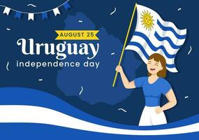 content Uruguay indépendance journée vecteur illustration sur 25 août avec agitant drapeau dans nationale vacances plat dessin animé main tiré modèles