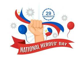 content philippines nationale héros journée vecteur illustration avec agitant drapeau dans héros fête plat dessin animé main tiré Contexte modèles