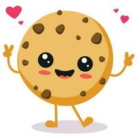 mignonne Chocolat puce biscuit dessin animé personnage avec content visage vecteur illustration