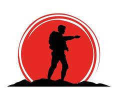 icône de silhouette de soldat militaire vecteur