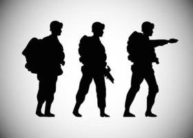 militaires soldats silhouettes figures icônes vecteur