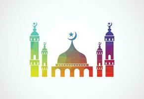 faible poly et mosquée logo conception, islamique logo modèle, vecteur illustration