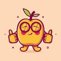 mignonne abricot fruit personnage mascotte avec pouce en haut main geste isolé dessin animé dans plat style conception vecteur