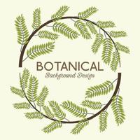 feuilles tropicales dans un cadre circulaire et lettrage de fond botanique vecteur