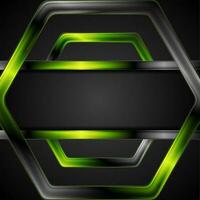 noir et vert brillant hexagone technologie dessin conception vecteur