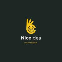 approbation idée logo, agréable idée logo, lumière ampoule logo concept vecteur