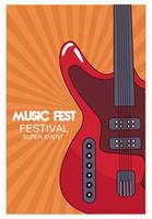 affiche du festival de musique avec guitare électrique vecteur