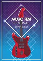 affiche du festival de musique avec guitare électrique vecteur