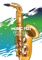 affiche du festival de musique avec saxophone vecteur