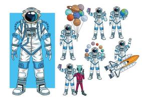 groupe d'astronautes dans les caractères de l'espace vecteur